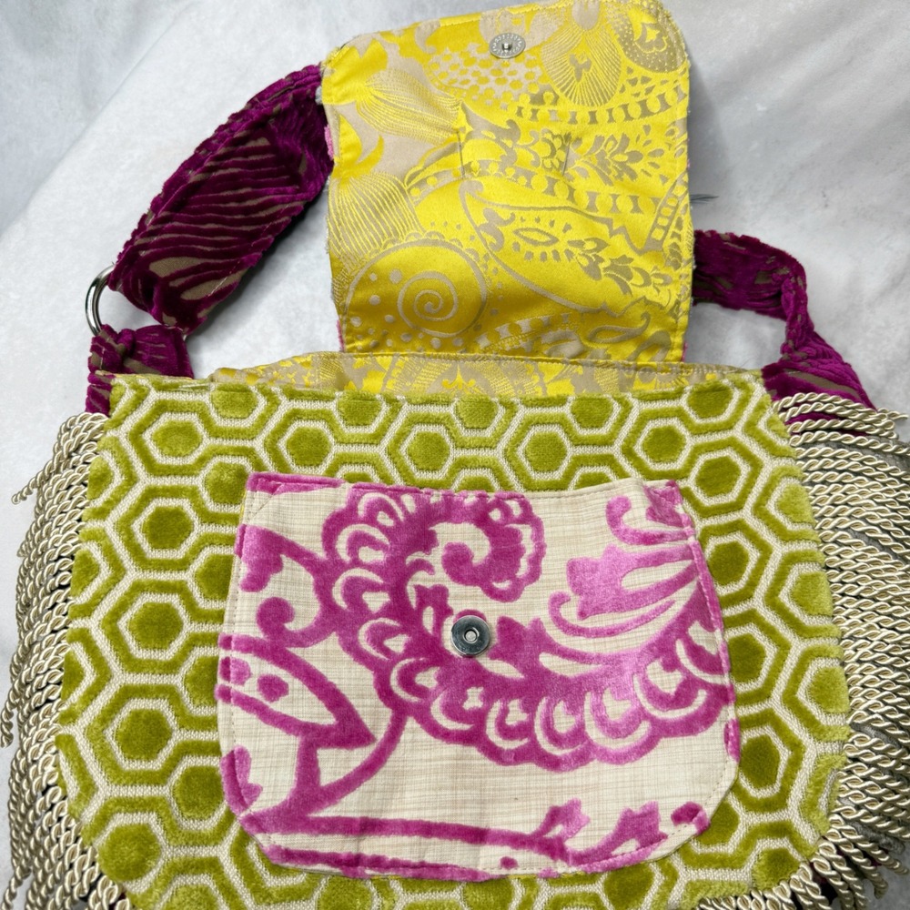 MISS‎ MARGO Designs Tapestry Boho Velvet Fringe Funky Crossbody Bag Carpet Bag - Picture 5 of 12